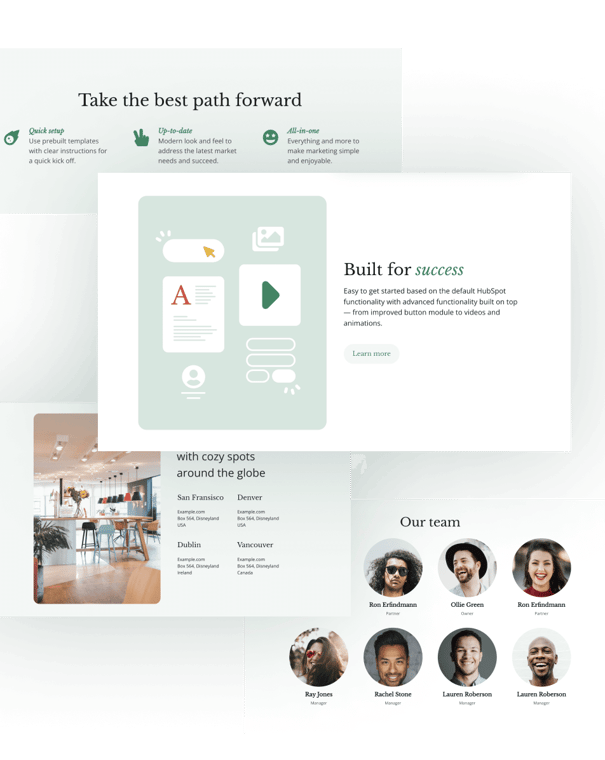 Interface placeholders with people avatars on top
